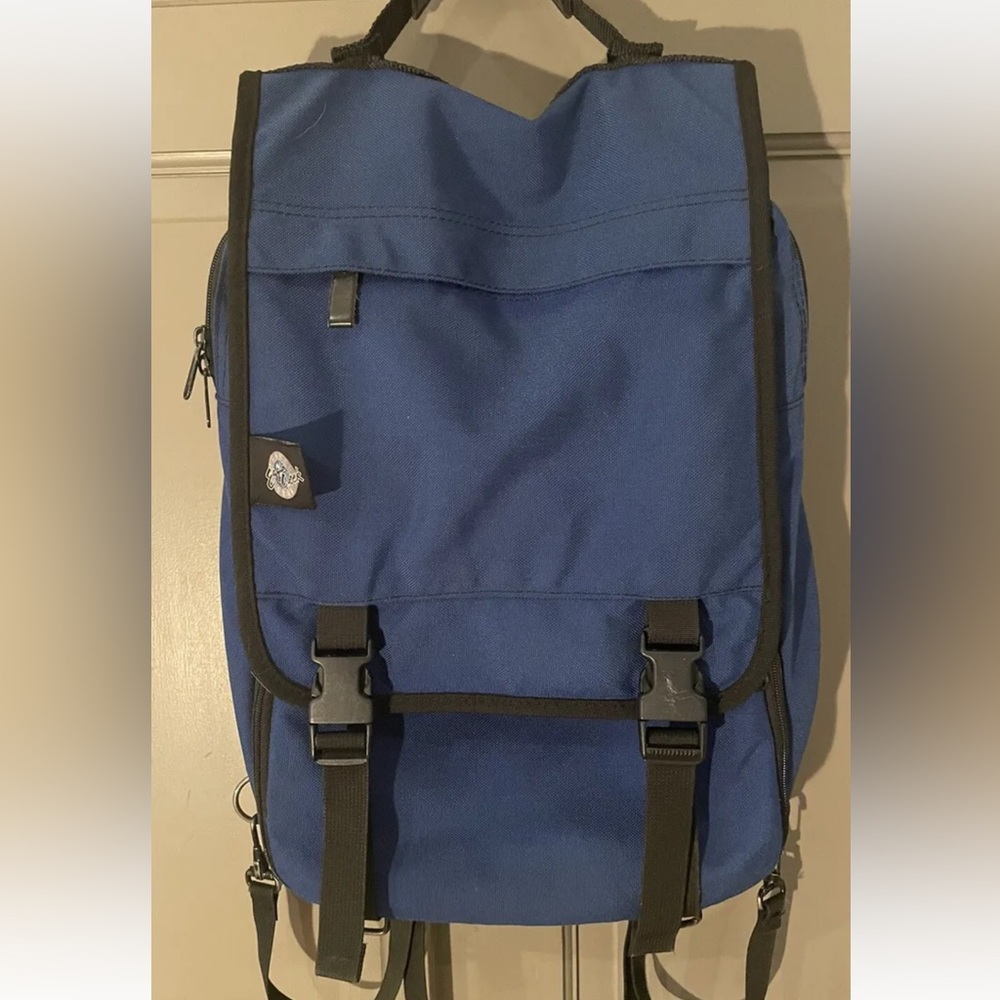 Vtg Eagle Creek Travel Gear Blue Backpack Removable Straps Top Handle Convert